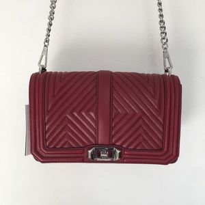 NWT Rebecca Minkoff Geo Quilted Love Crossbody in Tawny Port